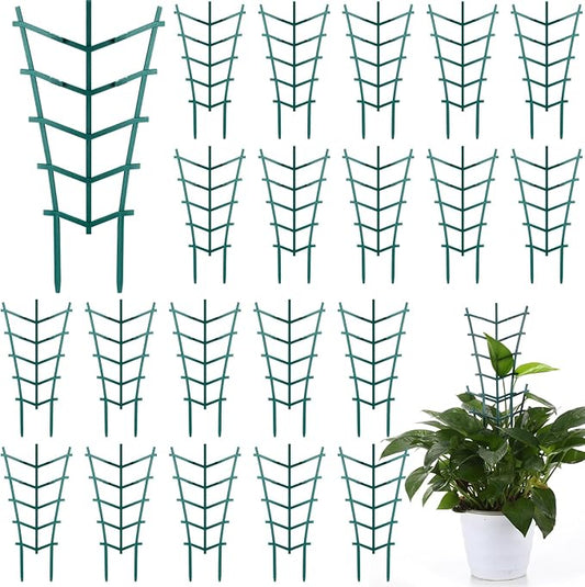 50 Pack Plant Trellis for Pots Garden Trellis for Potted Plants Flower Pots Support Stackable Plastic Mini Trellis for Climbing Plants Peas(Straight Line)