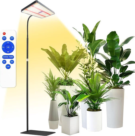 yadoker Grow Light for Indoor Plants,286 LEDs Full Spectrum Standing Plant Grow Light with 4H/8H/12H Timer,10-Level Brightness, 51" Adjustable,Flow Grow Lamp for Tall Large Indoor Plants