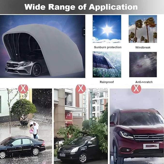 Stainless Steel Grey Carport, Foldable Retractable Car Awning,Semi-Automatic Durable Shelter, Mobile Folding Garage,All Weather Proof Carport - Lockable,Durable Shelter