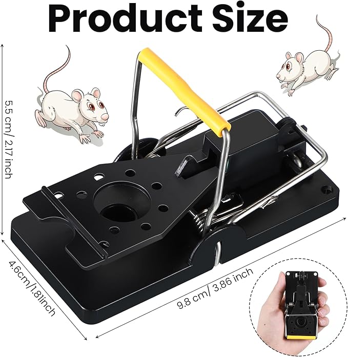 Qualirey 18 Pcs Plastic Mouse Rat Traps House Indoor Quick Effective Safe for Warehouse Garden Kitchen 3.86 x 1.81 x 2.17 Inch (Black,Yellow)