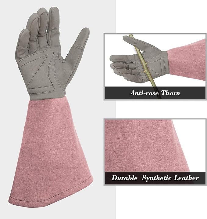 Kids Garden Gloves with Thorn Resistant, Embroidery Children Gardening Gloves with Extra Long Forearm Protection(3-5)