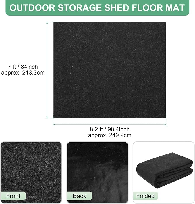 Outdoor Storage Shed Mat, 7x8.2 FT Waterproof Small Shed Flooring Mat for Patio Furniture Floor Protecting from Wear/Liquid/Dust/Oil, Non-Slip Carport Pad [Grey]