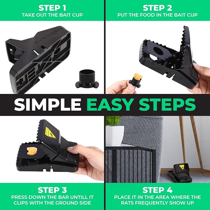 Rat Traps, Large Mice Traps for House, Mouse Trap Indoor Quick Effective Sanitary, Mice Snap Trap, Safe Rat Trap Catcher for Family and Pet