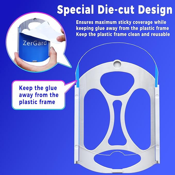 ZerGard Flying Insect Trap Refills Compatible with ZM001 and ZM002, Indoor Fruit Fly Trap Super Sticky and Odor-Free, Effective Insect Control Attracts and Traps Flying Insects Bugs Flies, 10 Refills