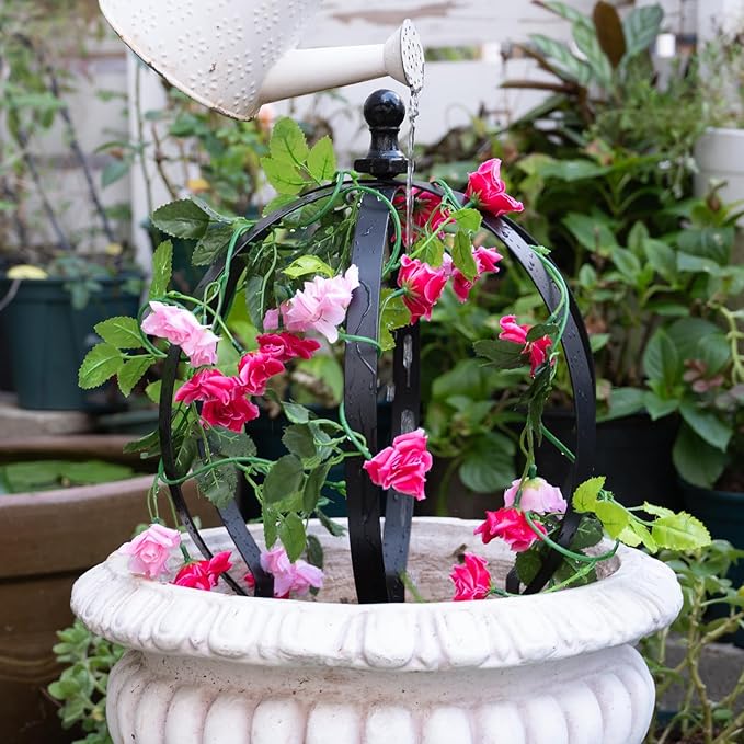 Metal Garden Trellis - 12.6" x 17.5" Durable Black Powder Coated Obelisk for Climbing Plants, Ideal for Roses, Vines, and Flowers - Easy Assembly for Indoor & Outdoor Use