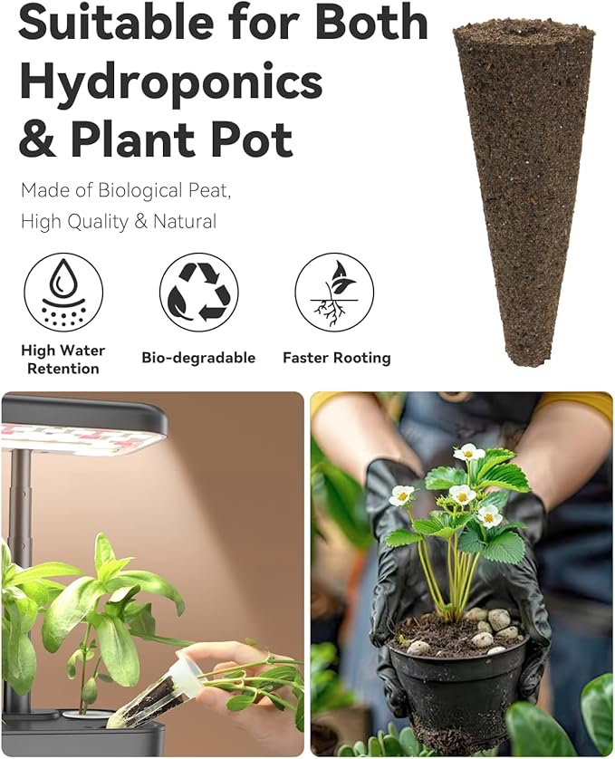 LYKOCLEAN Hydroponic Seed Pod Kit Compatible with AeroGarden, Ahopegarden, iDoo, MUFGA, 16 Pods Complete Growing Anything Garden Supply with Strawberry Seeds, Grow Sponges, Baskets, Domes, Labels