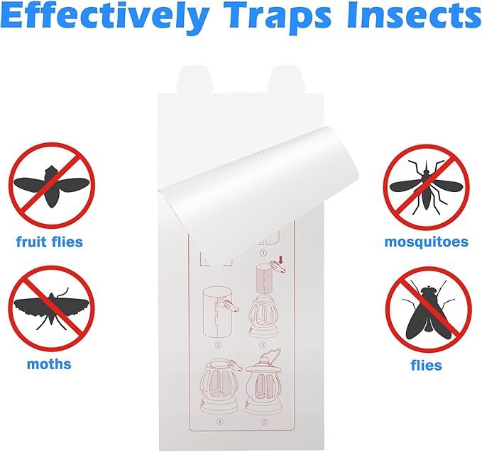 40 Pack Refill Sticky Paper for Camp Lantern UV Light Fly Trap – Easy to Install