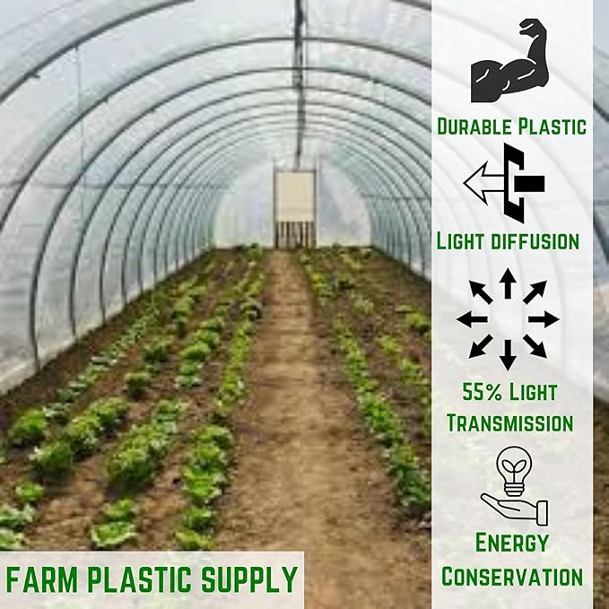 Farm Plastic Supply - 6 Mil White Plastic Sheeting - Overwintering Film, 6 Mil White Plastic Film, Greenhouse Plastic, Durable Plastic Sheeting (16' x 100')