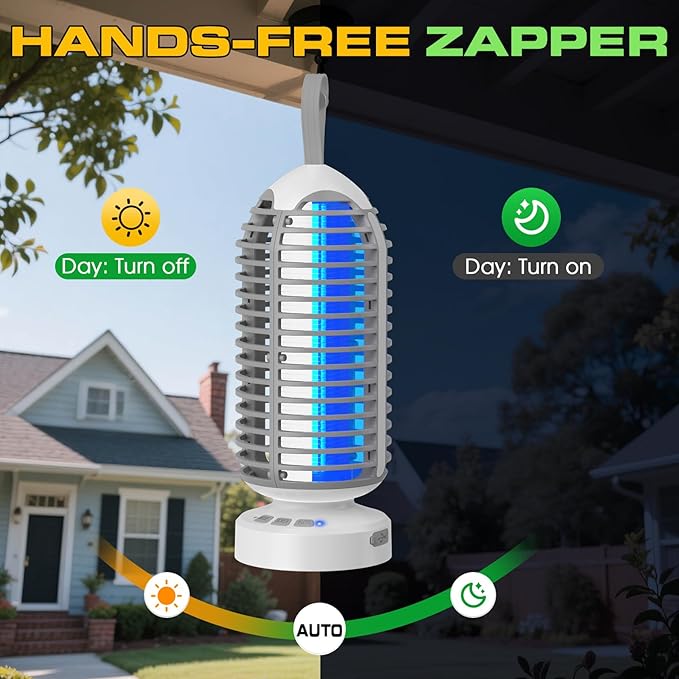 Bug Zapper Outdoor Indoor, 2 Pack Cordless Mosquito Zapper with LED Lights and Marquee Lights, Rechargeable Fly Zapper Outdoor Waterproof for Camping, Patio, Backyard, Garden, Home