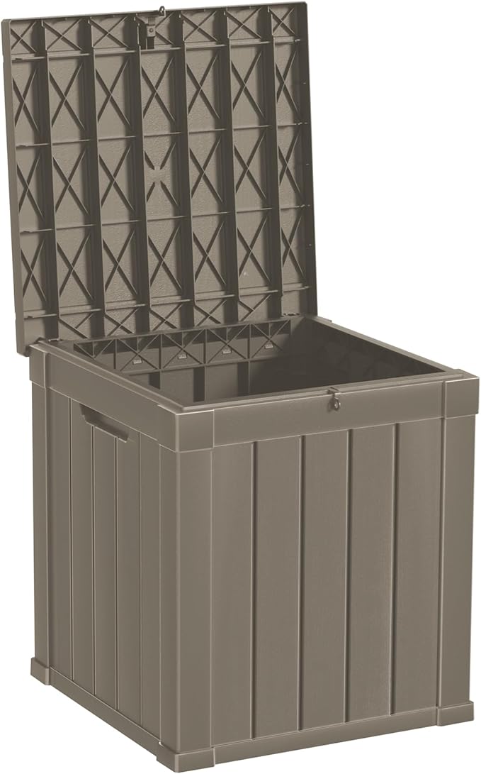 50 Gallon Deck Box, Resin Outdoor Indoor Waterproof Storage Box, Lockable Storage Box With Handle for Patio Furniture - Garden Tools - Swimming Pool Tools UV-Resistant, Brown