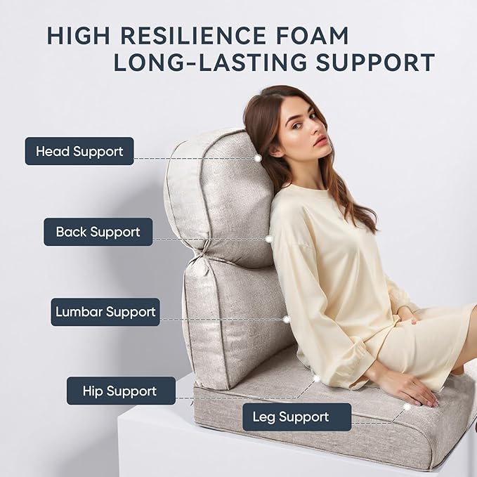 Patio Chair Cushions 5 Packs - Outside 22x24 High Back Water-Resistant Cushion with Zipper Cover for Outdoor Glider Rocking Chairs Loveseat 3-seat Couch Sofa – Beige/Crescent