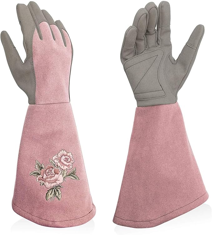 Kids Garden Gloves with Thorn Resistant, Embroidery Children Gardening Gloves with Extra Long Forearm Protection(3-5)