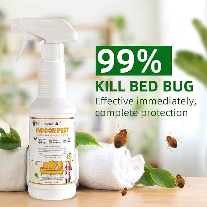 Bed Bug Spray 16 Oz, 100% Kill Efficacy, Indoor & Outdoor Bug Control for Bug Egg, Mite, Ant, Spider and Flea, Plant Extract Based Non Toxic Bed Bug Killer, Child & Pet Safe