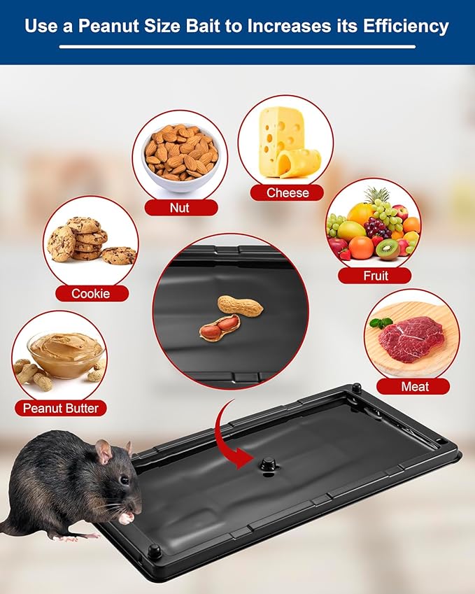 Rat & Mouse Glue-Traps 12 Pack, Large Bulk Traps, Indoor for Home, Pre-Scented Adhesive Plastic Tray Inside House, Snake, Mice, Spider Pet Safe