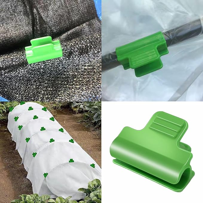 15pcs Greenhouse Clamps, 25mm Garden Hoops Clips Green Film Row Cover Netting Tunnel Plant Frame Shading Netting Rod Clip for Fixing Greenhouse Frame Shelters Garden Net (24-26mm Poles)