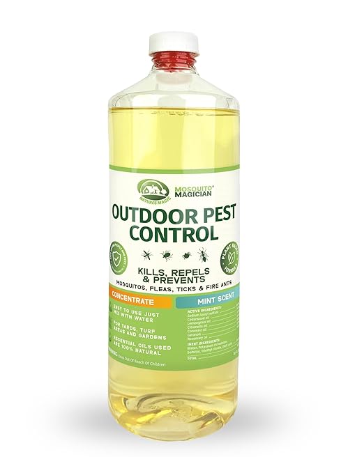 Mosquito Magician Liquid Concentrate - Kills Mosquitoes, Fleas, & Fire Ants, Use with Pump or Backpack Sprayers, Foggers, or Automatic Misting Machines, Ideal for Yards, Lawns, Patios, 32 OZ - Mint