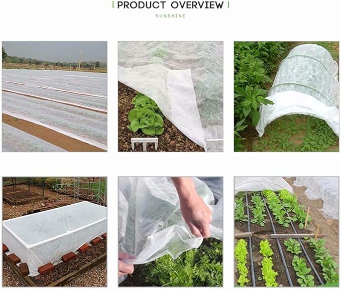 Agfabric Plant Covers Freeze Protection 10'x50' 0.9oz Frost Blankets for Plants Drawstring Bags Shrub Jacket Warm Protection,White