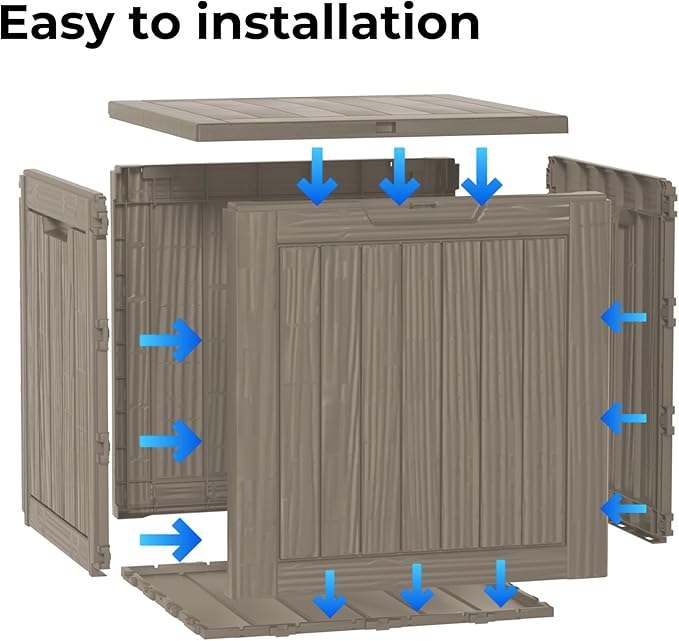 30 Gallon Deck Box, Resin Outdoor Indoor Waterproof Storage Box, Lockable Storage Box With Handle for Patio Furniture - Garden Tools - Swimming Pool Tools UV-Resistant, Brown