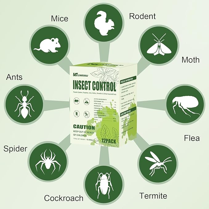 KEUWRMA Insect Control,Insect Repellent,Spider Repellent for House Indoor,Insect Repellent for indooor,Bug Repellent,Repel Mosquito, Rodents, Roach, Ant, Bugs,Spider, Moths&Other Pest,