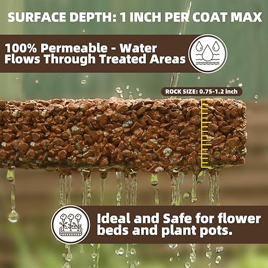 Rock Glue, Mulch Glue 2Gallon Long-Lasting Dries-Clear Strong Pea Gravel Binder for Pebble Fast-Drying Pebble Glue&Gravel Hold Mulch for Landscaping, Pine Straw, Outdoor Strong Stone Hold