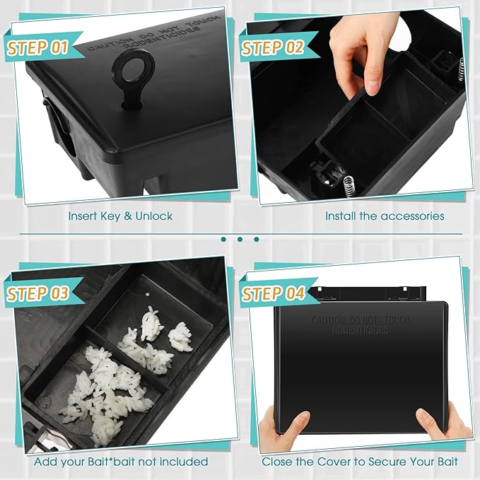 Qualirey 12 Packs Rat Bait Station Box Outdoor Rodent Rat Traps with Key Mouse Bait Station Indoor Mice Box for Outdoor Use Keeping Pets and Children Safe