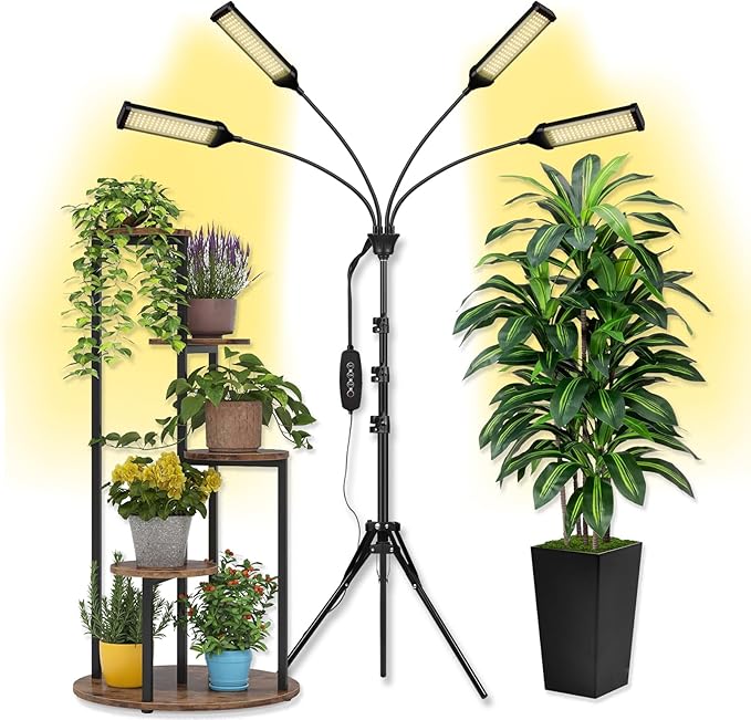 Grow Lights for Indoor Plants, Full Spectrum led Grow Light with Stand (4 Heads Light)