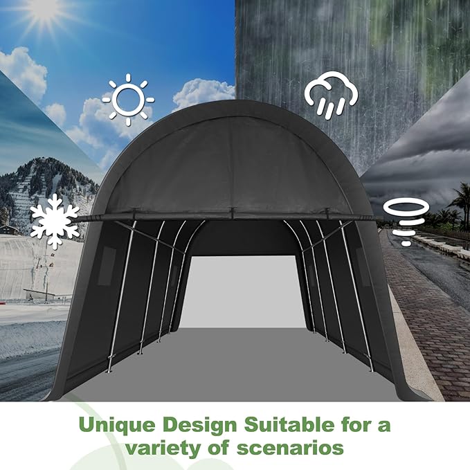 COBIZI Carport Canopy 12x20 Heavy Duty Portable Garage with Removable Doors & Vents, Galvanized Frame Car Port Canopy Tent with All-Season Tarp for Outdoor Storage Shed Car Boat Truck