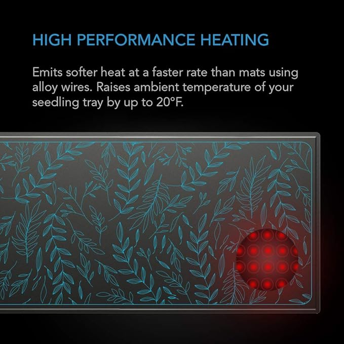 AC Infinity SUNCORE A1, Waterproof Seedling Heat Mat 3" x 20" MET & UL-Certified Heating Pad for Indoor Gardening, Hydroponics, Germination, Cloning
