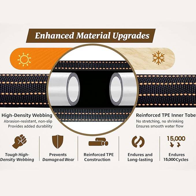 10FT Lightweight Flexible Garden Hose,Non-Slip,Solid Brass Fitting Water Hose for Boats,RV,Marine Washdown, Lawn,Gardening,Leakproof (OrangeBlack,10 FT)