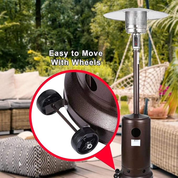 Portable Outdoor Patio Heater, Propane Operated, Gatherings, Events, Commercial, Residential - 44,000 BTU (Bronze)