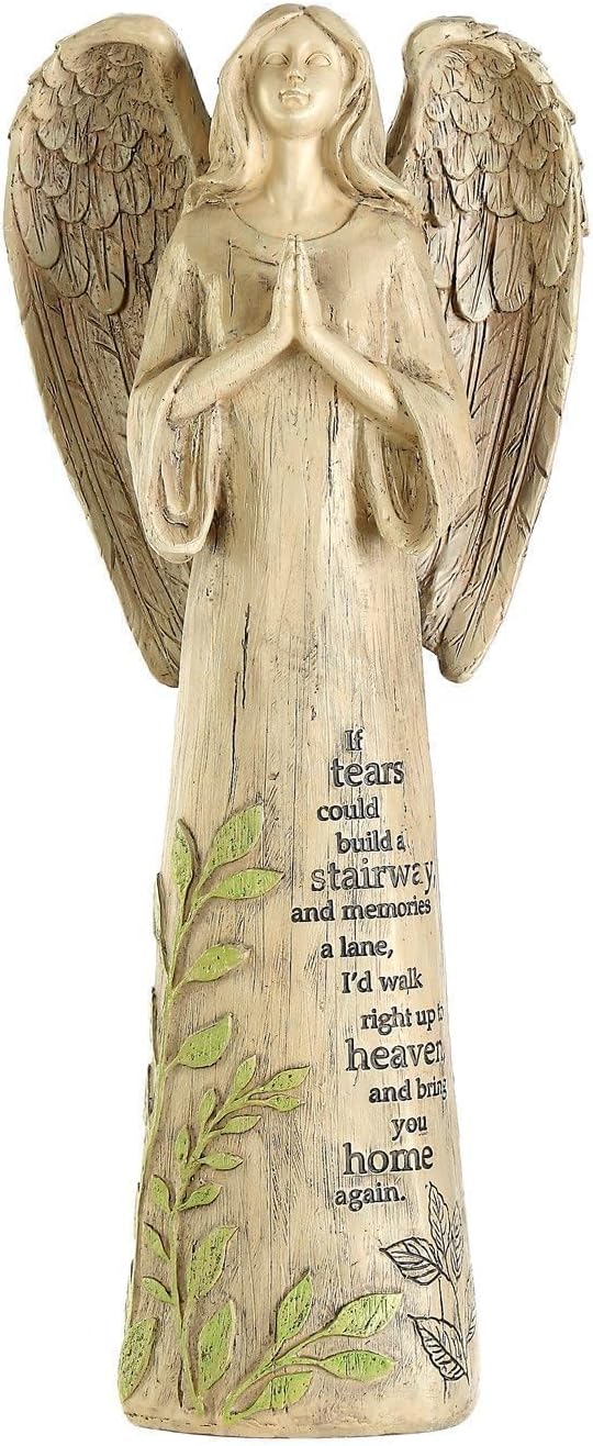 DUSVALLY Angel Garden Statues Outdoor Resin Statue Decoration, Praying Commemorating Memorial Decor, Healing Angel Gifts, 13 inches