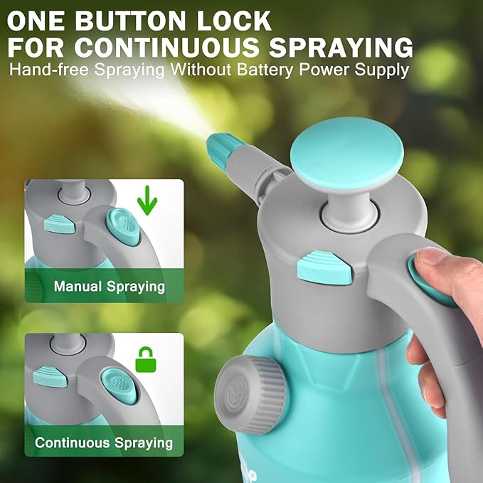 Garden Hand Pump Sprayer 1/2 Gallon Pump,68 Oz Handheld Pressure Sprayer with Safety Valve,Adjustable Nozzle,360° Extended Spray Rod,Ideal for Plants Watering, Fertilizing,Cleaning (68ounce)