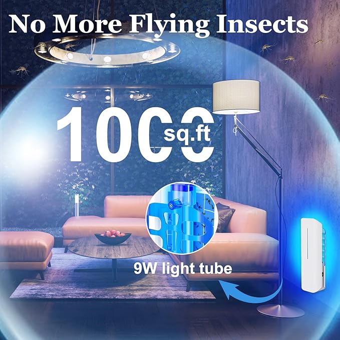 Plug in Fly Trap Indoor Flying Insect Trap, Fruit Fly Traps for Indoors with 12 Refills Bug Zapper Mosquito Traps UV Light Gnat Traps for House Indoor for Home Office Kitchen