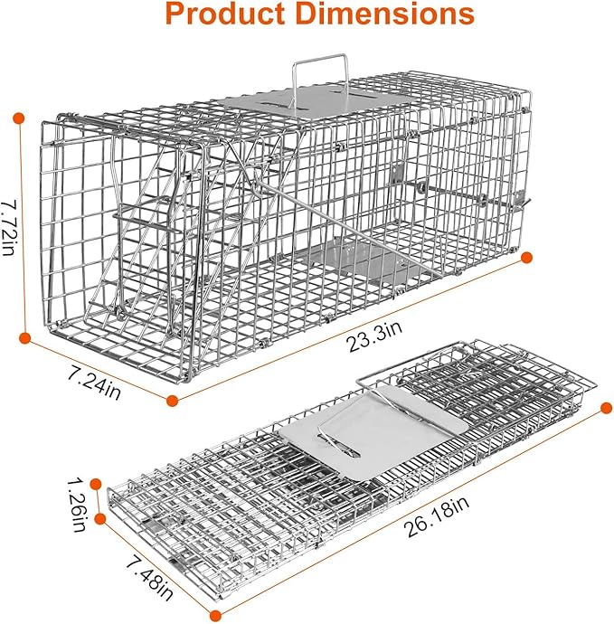 iMounTEK Humane Live Animal Cage Trap Cat Trap Cage Humane Catch & Release Live Rodent Collapsible Galvanized Wire for Kitten Rabbit Squirrels Small Raccoons Beavers Groundhogs Indoor Outdoor