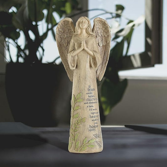 Garden Resin Angel Statue Standing Praying, Patio and Lawn Decoration Outdoor Waterproof Sculpture Ornament for Angel Memorial Gifts Home Decoration, 13" H