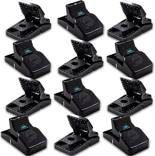 Kat Sense Rat Traps for House (12 Pack) Humane Rodent Trap for Instant Kill Results, Easy to Use Mouse Traps, Effective Anti-Rodent Solution, Reusable, Indoor ‘N Outdoor