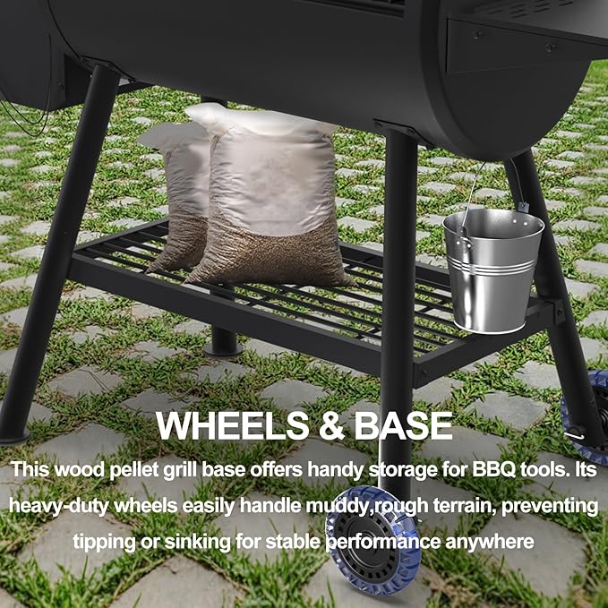 Electric Pellet Smoker Grill 565 SQ.IN Cook Area Pellet Smoker with Auto Feed & PID Controller 500°F Max Temperature 8 in 1 BBQ Grill with Meat Probe & Side Table with Hooks Perfect for Outdoor BBQ