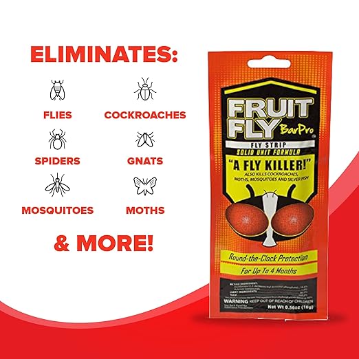 Fruit Fly BarPro – Vapor-Activated Insect Control Strip – Better Than Fruit Fly Traps – Kills Flies, Gnats, Roaches, Mosquitoes, and More – Odorless, 4 Month Protection