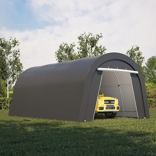 Heavy Duty Carport 13 X20FT, Portable Garage with 2 Roll Up Doors Vents and Metal Round Roof, Outdoor Storage shed Car Port Canopy Tent for Garden Tools, Vehicle Truck Boat, Party
