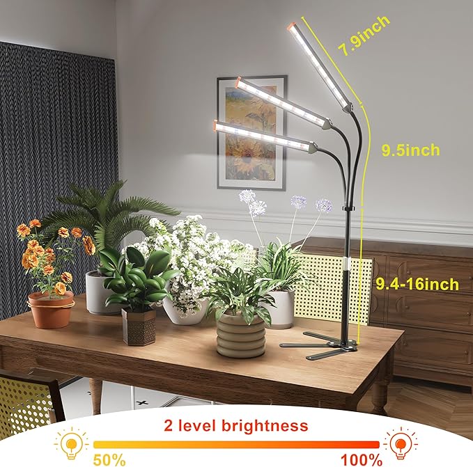 GooingTop Grow Light for Indoor Plants Growing Full Spectrum LED Lamp with Optional Dimming & Timer