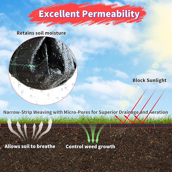 4ft x 100ft Landscape Fabric -Heavy Duty Weed Barrier Fabric for Landscaping, Weed Blocker Cloth,Geotextile Fabric for Garden, Driveway & Ground Cover, Garden Weed Mats,Grid Design