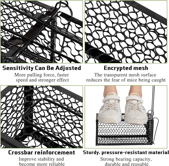 Qualirey 2 Pcs Humane Rat Trap Chipmunk Rodent Mouse Squirrel Trap Small Live Animal Mouse Voles Hamsters Live Cage Rat Mouse Cage for Mice Easy to Catch and Release (Black)