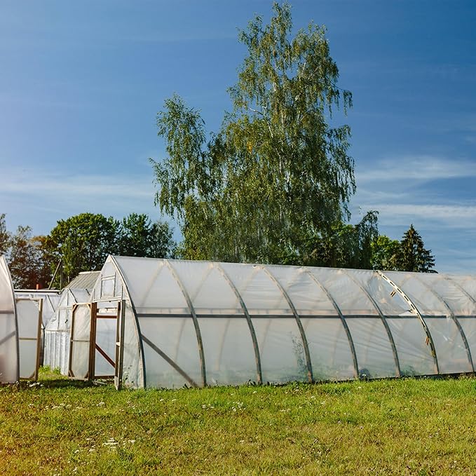 Greenhouse Film 13 x 26 Ft Greenhouse Plastic Plant Covers Freeze Protection UV Resistant PE Clear Film for Plants Dust Proof Resist Cold Weather Heavy Rainfall Strong Winds