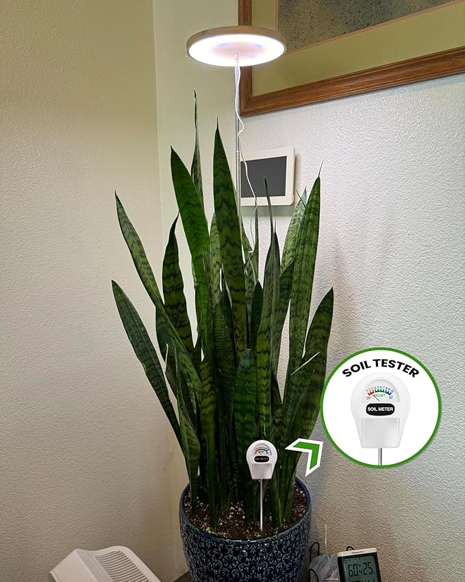 Plant Grow Light,yadoker LED Growing Light Full Spectrum for Indoor Plants, Paired with a Soil Tester,Height Adjustable, Automatic Timer, 5V Low Safe Voltage,Idea for Large Plant Light