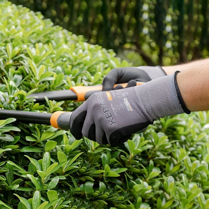 Kebada W2 Micro-Foam Coated Work Gloves, Touchscreen Working Gloves with Grip, Idea for Package Handling, Gardening, and Construction, 6 Pairs, Small
