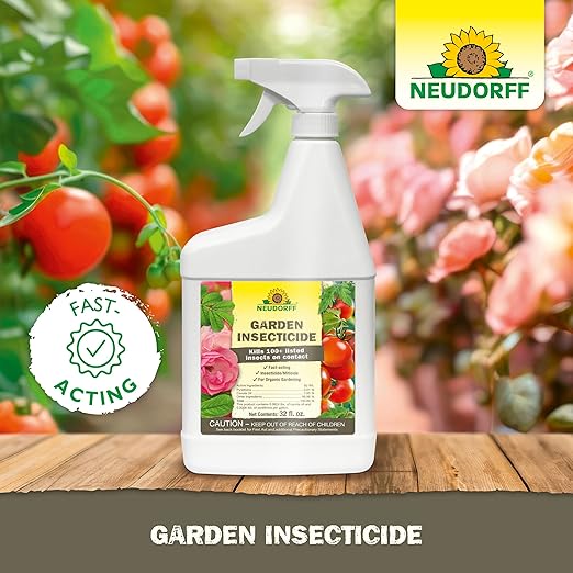 Garden Insecticide Spray for Roses and Flowers, Kills Fruit Flies, Fungus Gnats, and 100+ Listed Insects on Contact for Organic Gardening, Contact Insecticide, Ovicide Spray (32 oz)