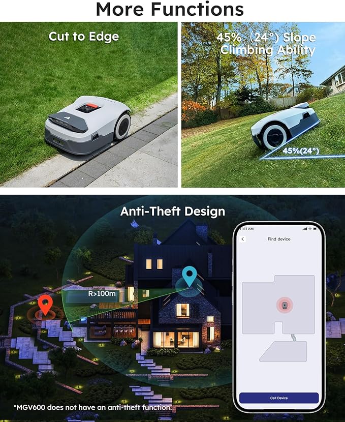 Robot Lawn Mower NO Wire - 0.21 Acre, Full Band RTK+4-Eye Vision Robotic Lawnmower, Automatic Mapping, 20 Multi-Zone Management, Accurate Obstacle Avoidance, Intelligent Path Planning, APP Control