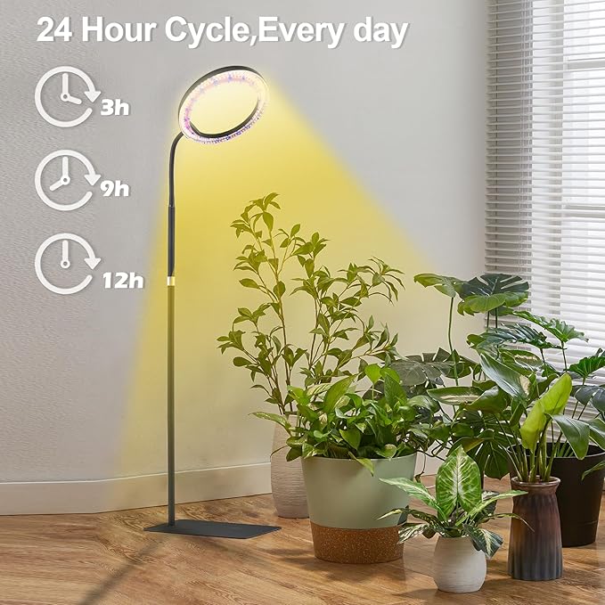 yadoker Grow Light for Indoor Plants,160 LEDs Full Spectrum Standing Plant Grow Light with 3H/6H/9H Timer,10-Level Brightness, 51" Height Adjustable,Flow Grow Lamp for Tall Large Indoor Plants