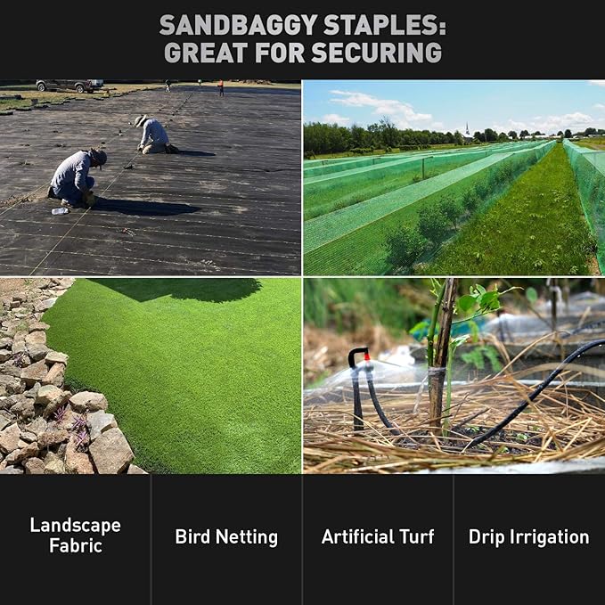 Sandbaggy Round Top 6-Inch Landscape Staples ~ SOD Garden Stakes Square Pin for Ground Cover Fabric & Drip Irrigation Tubing (100 Staples)
