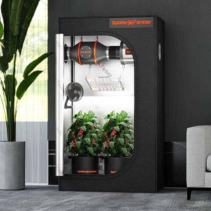 Spider Farmer 3x2 Grow Tent Pro-Grade, 36"x20"x63", with Observation Window and Floor Tray, 1680D Thicken Mylar Canvas for Indoor Hydroponic Growing for SF1000, SE1500, G1500